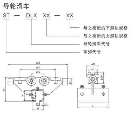 ST型導(dǎo)軌滑車(chē)尺寸圖 ST型導(dǎo)軌滑車(chē)尺寸圖